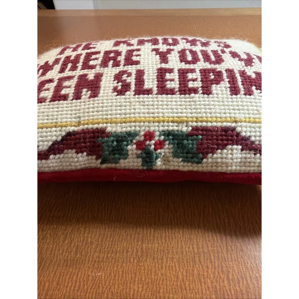 VTG Needlepoint Pillow 9x6 Naughty Cheeky 